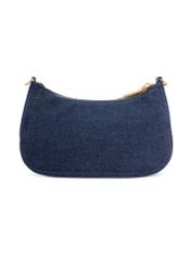Small denim women's handbag TOREN-0335-7H(W26), product view from the back on a white background.