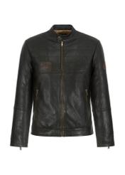 Men's leather jacket with stand-up collar KURMS-0296-1284(W23)-04