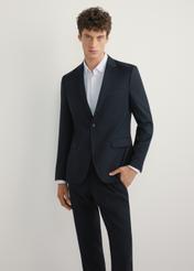 Men's navy blue jacket MARMT-0024-7E(W26), front view of the product on the model. Half of the silhouette visible.