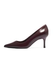 Women's burgundy leather pumps BUTYD-1031A-4D(Z26), side product view on white background.