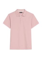 Pink cotton polo shirt POLMT-0045B-5B(W26) - front product view, on white background.