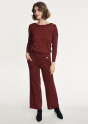 Maroon shiny pants for women SPODT-0085-49(Z23)-02