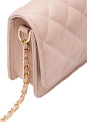 Pink small quilted women's handbag TOREC-1033-5A(W26), close-up of product detail, view on white background.
