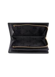 Black leather women's wallet PORES-0980R-9I(W26), product view from the inside on a white background.