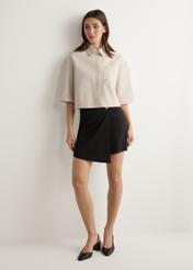 Women's black culottes SZODT-0008-99(W26), front view of the product on the model. Full body visible.