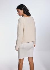 Beige woolen women's cardigan KARDT-0047-80(Z24)-03