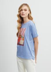 Blue Printed Women's T-shirt TSHDT-0105-62(W23)-02