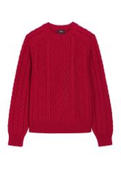 Dark red women's sweater SWEDT-0277-4C(Z26), front view of the product on a white background.