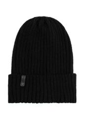 Men's winter hat in black CZADT-0088-99(Z 25), product view from the front on a white background.