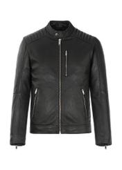 Men's leather jacket with stand-up collar KURMS-0191-5491(KS)-04