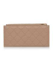 Large beige women's wallet with monogram POREC-0347A-81(Z25) - back view of the product on a white background.