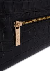 Black leather croco women's handbag TORES-1234-9G(W26), close-up of product detail, view on white background.