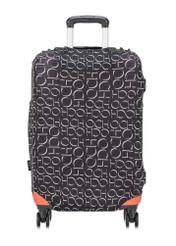 Medium suitcase cover with monogram AW-013-0001-98-M(W25), product view on suitcase on white background.