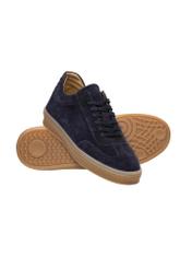 Navy blue suede sports shoes BUTYM-0543-7D(W26), diagonal product view on a white background.