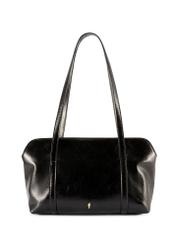 Black women's handbag with gloss TOREC-1205-9F(W26) - front product view, on white background.