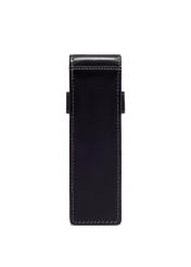 Black leather pen case PORMS-0705-99(Z26), product back view on white background.