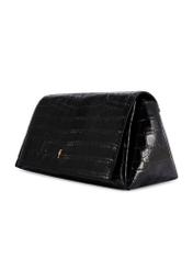 Black leather croco women's handbag TORES-1234-9G(W26), diagonal product view on white background.