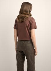 Brown cotton women's T-shirt TSHDT-0165-1H(Z26)