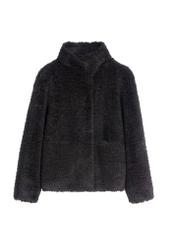 Black women's fur coat FUTDP-0021C-99(Z26), front product view on white background.