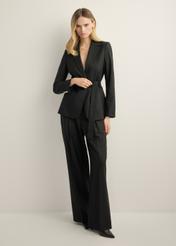 Women's black wool-blend jacket ZAKDT-0051-99(Z26), front view of the product on the model. Full-length silhouette visible.