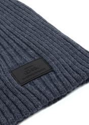 Navy blue men's winter hat CZAMT-0011-69(Z25), close-up of product detail, view on white background.
