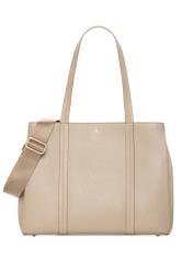 Beige leather shopper bag TORES-1342-1B(Z26), front product view on a light background.
