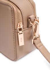 Beige small women's handbag TOREC-1126-1D(W26), close-up of product detail, view on white background.