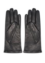 Women's black leather gloves REKDS-0079A-99(Z25), product view from the back on a white background.