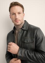 Black men's vintage leather jacket KURMS-0381-2870-9J(Z26)
