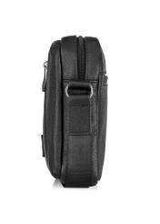 Black leather men's pouch TORMS-0439B-99(Z25) - side view of the product on a white background.