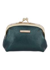 Green women's leather coin purse PORES-1031-8C(Z26), side view on a white background.