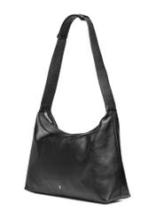 Black leather large handbag TORES-1239-99(W26), diagonal product view on white background.