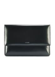 Black small leather men's briefcase TORMS-0469-99(Z25) - front product view on white background.