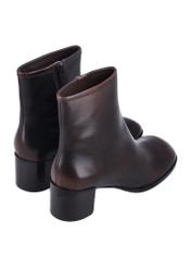 Dark brown leather women's ankle boots BUTYD-1359-1L(Z26), product view from the back on a white background.