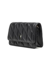Small quilted women's handbag in black TOREC-1150-99(W26), diagonal product view on a white background.