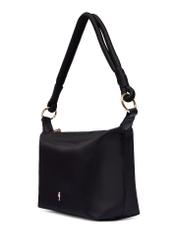 Black fabric women's handbag TOREN-0355-99(Z26), diagonal product view on a white background.