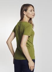 Women's khaki T-shirt with applique TSHDT-0072-55(Z21)-04