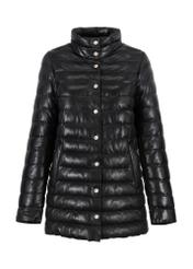 Women's black leather quilted jacket KURDS-0442-5480(Z23)-05