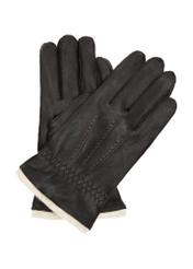 Brown insulated leather gloves for men REKMS-0074-89(Z23)-01