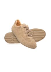 Light brown suede men's shoes BUTYM-0491-1K(W26), diagonal product view on white background.