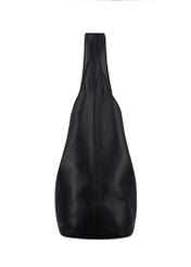 Black leather shopper bag TORES-1372A-9I(Z26), side product view on white background.