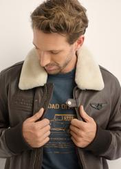 Brown men's leather bomber jacket KURMS-0350-1H(Z26)