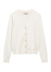 Cream women's cardigan KARDT-0061-0P(W26), front product view on white background.