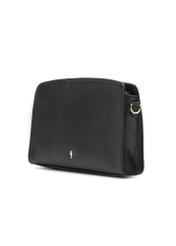 Black leather medium women's handbag TORES-1279-9I(W26), diagonal product view on white background.