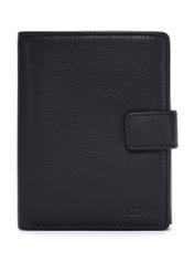 Men's leather wallet in black color PORMS-0630A-9I(W26), front product view on white background.