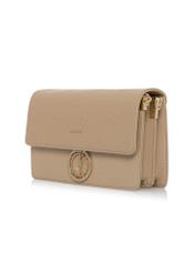Beige women's handbag with monogram TOREC-0536C-81(Z25), diagonal product view on a white background.
