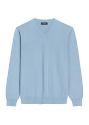 Blue men's sweater with logo SWEMT-0159A-7B(Z26), front product view on white background.