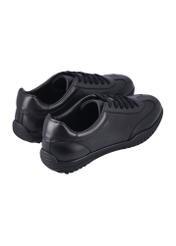 Black leather men's sports shoes BUTYM-0560-99(Z26), product view from the back on a white background.
