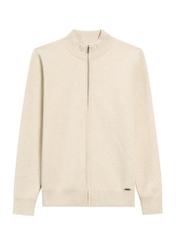 Beige men's cardigan SWEMT-0149-81(Z25), front product view on white background.