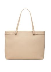 Beige leather women's shoulder shopper bag TORES-1357-1B(Z26) - product view from the back, on a white background.